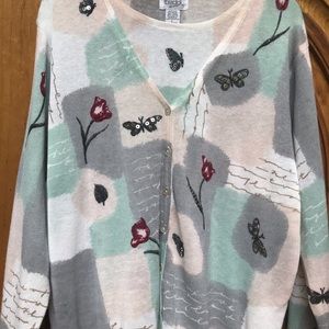 Teddi Women’s Pullover sequined butterfly cardigan sweater. Size Large